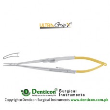 UltraGripX™ TC Castroviejo Micro Needle Holder Curved - Smooth Jaws - With Lock Stainless Steel, 14.5 cm - 5 3/4"